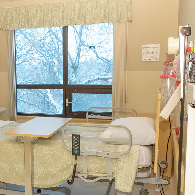 A patient room in the Neepawa Health Centre, Neepawa, Manitoba