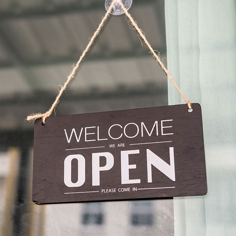 Open for business sign