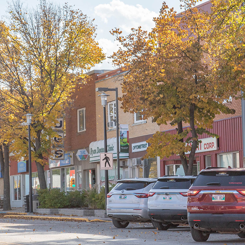 Neepawa's main street showing a variety of businesses